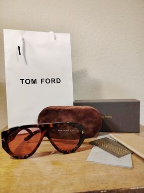 Tom Ford Tortoiseshell Frame Sunglasses with Brown Lenses